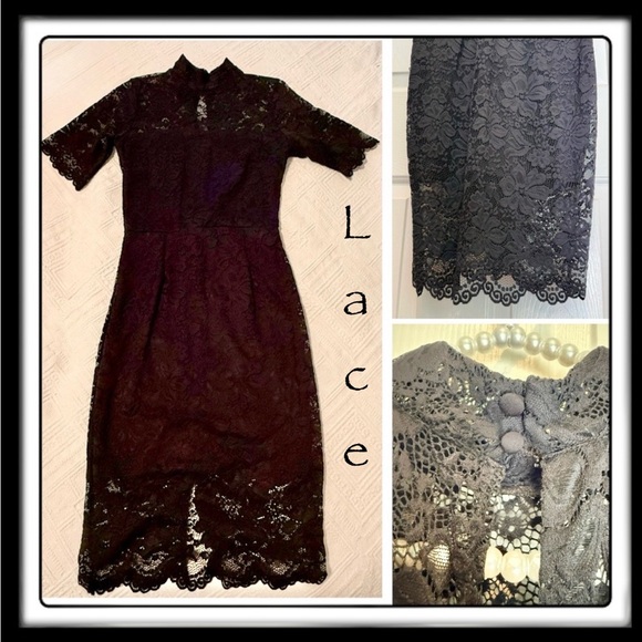 New York & Company Dresses & Skirts - Dress - New York & Co lace dress - mock neck - size small - elegant. Excellent